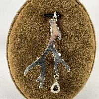 Designer Silver Of Blue Topaz Deer Antler Wth Flower Pendants