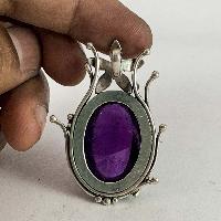 Designer Silver Amethyst Flower And Leaf Big Pendants