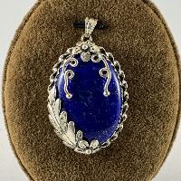 Designer Silver Lapis Lazuli Flower And Leaf Pendants