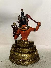 Buddhist Statue Of Manjushri, [traditional Color, Full Gold Plated]