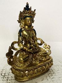 Buddhist Statue Of Aparimita, [full Gold Plated, Stone Setting, Face Painted], Chepame, Amitayus