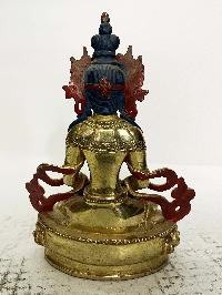 Buddhist Statue Of Aparimita, [full Gold Plated, Stone Setting, Face Painted], Chepame, Amitayus