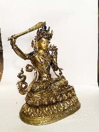 Buddhist Statue Of Manjushri, [full Gold Plated]