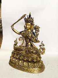 Buddhist Statue Of Manjushri, [full Gold Plated]