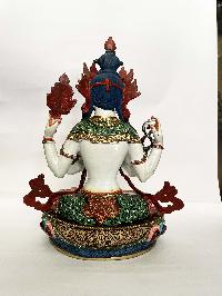 Buddhist Statue Of Chenrezig, [traditional Color, Face Painted]