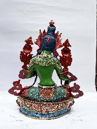 Buddhist Statue Of Green Tara, [stone Setting, Traditional Color, Face Painted]