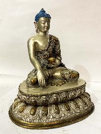Buddhist Statue Of Shakyamuni Buddha, [silver Plated With Gold]