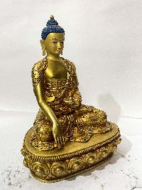 [master Quality], Buddhist Statue Of Shakyamuni Buddha, [full Gold Plated, Stone Setting, Face Painted]