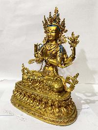 [master Quality], Buddhist Statue Of Chenrezig, Avalokiteshvara, [full Gold Plated, Stone Setting]