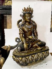 [master Quality], Buddhist Statue Of Crown Shakyamuni Buddha, [partly Gold Plated With Silver], [rare Find]