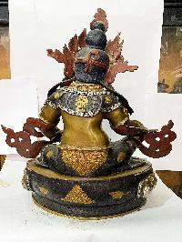 [master Quality], Buddhist Statue Of Yellow Jambhala, [partly Gold Plated With Silver], [rare Find]