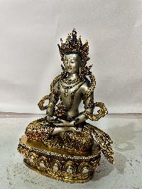 [master Quality], Buddhist Statue Of Aparimita, [gold And Silver Plated], [rare Find], Chepame, Amitayus