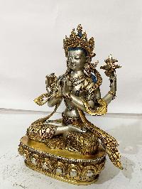 [master Quality], Buddhist Statue Of Chenrezig, [gold And Silver Plated], [rare Find]