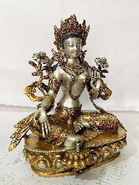 [master Quality], Buddhist Statue Of Green Tara, [gold And Silver Plated], [rare Find]