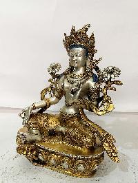 [master Quality], Buddhist Statue Of Green Tara, [gold And Silver Plated], [rare Find]