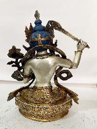 [master Quality], Buddhist Statue Of Manjushri, [gold And Silver Plated], [rare Find]