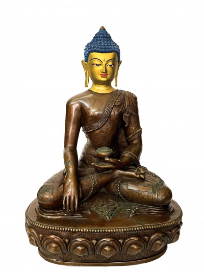 [master Quality], Buddhist Statue Of Shakyamuni Buddha, [chocolate Oxidized, Face Painted]