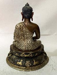 [master Quality], Buddhist Statue Of Amitabha Buddha, [chocolate Oxidized, With Silver And Gold, Face Painted]