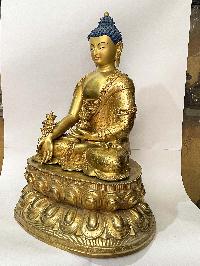 Hq, Buddhist Statue Of Medicine Buddha, [full Gold Plated, Face Painted]