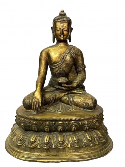 Buddhist Statue Of Shakyamuni Buddha, [full Gold Plated, Antique]