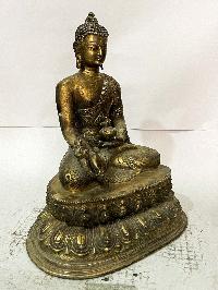 Buddhist Statue Of Medicine Buddha, [full Gold Plated, Antique]