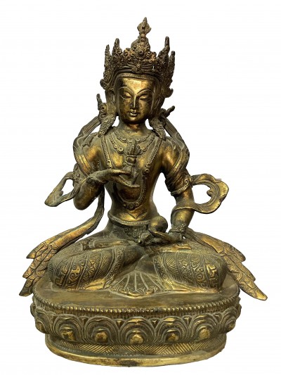 Buddhist Statue Of Vajrasattva, [full Gold Plated, Antique]