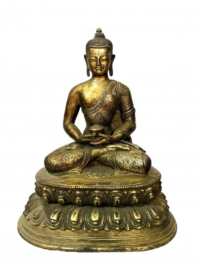 Buddhist Statue Of Amitabha Buddha, [full Gold Plated, Antique]