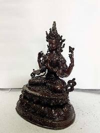 Hq, Buddhist Statue Of Chenrezig, [chocolate Oxidized]