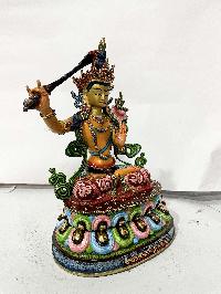 Hq, Buddhist Statue Of Manjushri, [traditional Color, Face Painted]