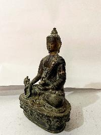 Hq, Buddhist Statue Of Medicine Buddha, [partly Gold Plated]