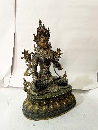 Buddhist Statue Of White Tara, [partly Gold Plated], [rare Find]