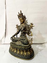 Buddhist Statue Of White Tara, [partly Gold Plated], [rare Find]