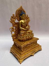 [master Quality], Buddhist Statue Of Amitabha Buddha Sitting On A Throne, [full Gold Plated, Face Painted]