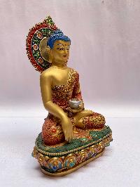 [master Quality], Buddhist Statue Of Shakyamuni Buddha, [face Painted, Stone Setting, Partly Gold Plated]