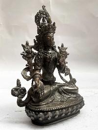 Buddhist Statue Of White Tara, [black Oxidized]