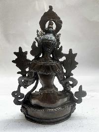 Buddhist Statue Of White Tara, [black Oxidized]