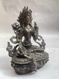 Buddhist Statue Of Green Tara, [black Oxidized]