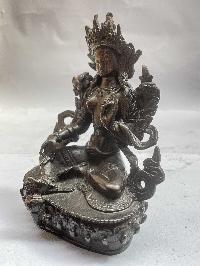 Buddhist Statue Of Green Tara, [black Oxidized]