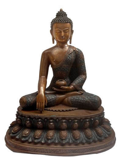 Buddhist Statue Of Shakyamuni Buddha, [chocolate Oxidized]