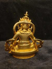 Buddhist Miniature Statue Of Jambhala, [full Gold Plated]