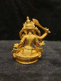 Buddhist Miniature Statue Of Maha Manjushree, [full Gold Plated]