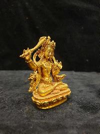 Buddhist Miniature Statue Of Maha Manjushree, [full Gold Plated]