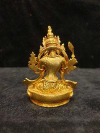 Buddhist Miniature Statue Of Manjushri, [full Gold Plated]