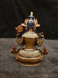 Buddhist Miniature Statue Of Chenrezig, [silver And Chocolate Oxidized]