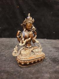 Buddhist Miniature Statue Of Chenrezig, [silver And Chocolate Oxidized]