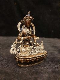 Buddhist Miniature Statue Of Vajrasattva, [silver And Chocolate Oxidized]