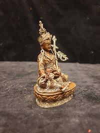 Buddhist Miniature Statue Of Padmasambhava, Guru, [silver And Chocolate Oxidized]