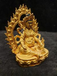 Buddhist Miniature Statue Of Jambhala, [full Gold Plated]