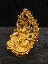 Buddhist Miniature Statue Of Jambhala, [full Gold Plated]