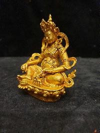 Buddhist Miniature Statue Of Jambhala, [full Gold Plated]